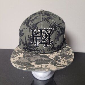 Hurley Floral Camo Snapback Hat New Era Flat Brim Military Green Streetwear